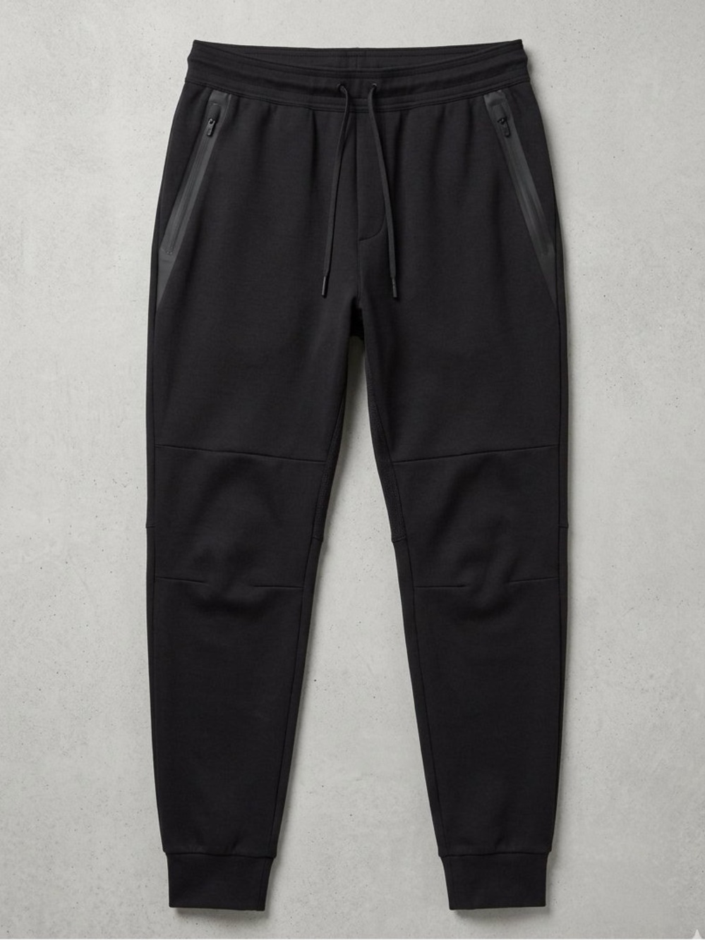 Black Tech Fleece Joggers Sweatpants Tapered Fit Slim Leg Comfort Size M / L